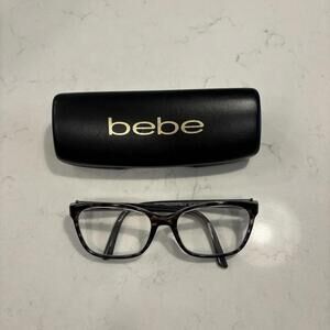 Bebe Eyeglasses Frames BB5126 001 Take A Chance Jet Gray Brown Cat Eye 53-17-135